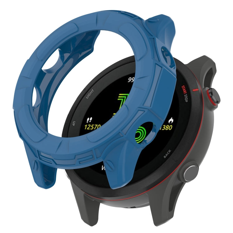 Blue hollow TPU watch case with protective bumper and open circular window