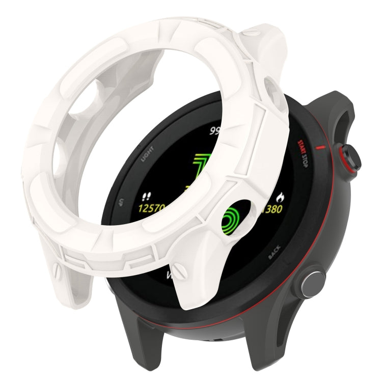 White hollow TPU watch case with rugged bumper and open circular opening