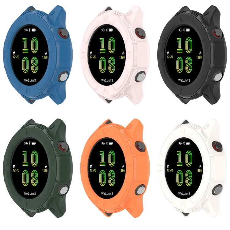Multiple color hollow TPU watch cases shown: black, blue, green, orange, pink, white.