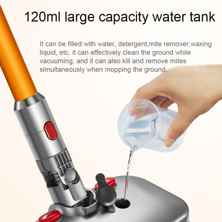 Electric mopping head with large clear water tank while pouring water into tank