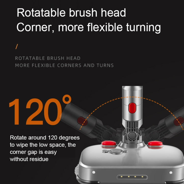 Rotatable brush wet mopping head with gray base and red control buttons