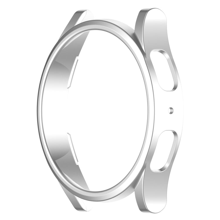 Silver half-coverage protective smartwatch case with open ring design and side cutouts