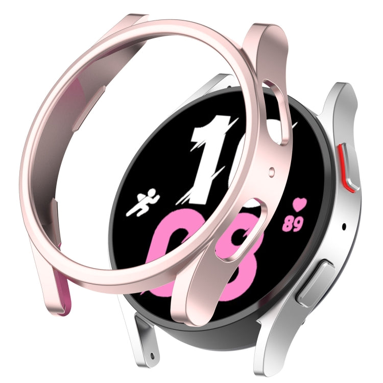 Rose pink half-coverage protective smartwatch case with open face and raised bezel edges