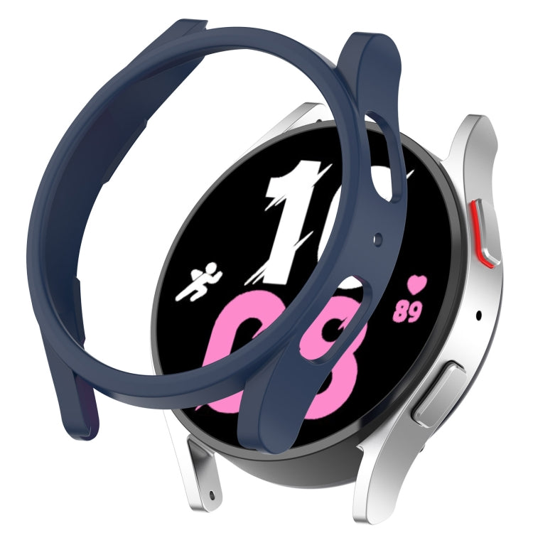 Dark blue half-coverage protective watch case with raised bezel and side bumper
