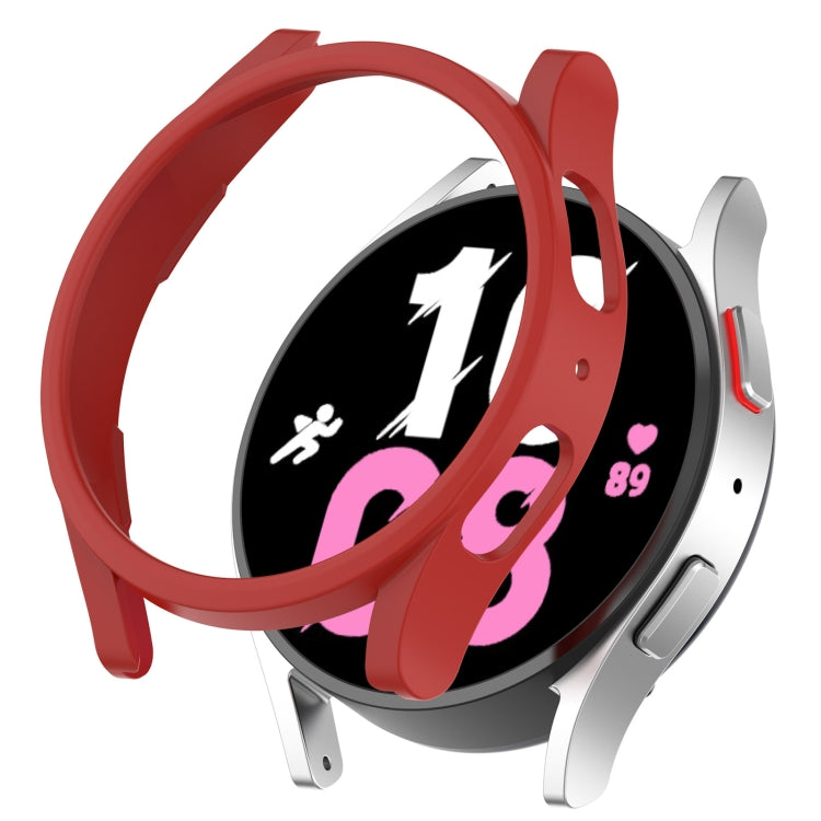 Red half-coverage protective watch case with raised bezel and side bumper