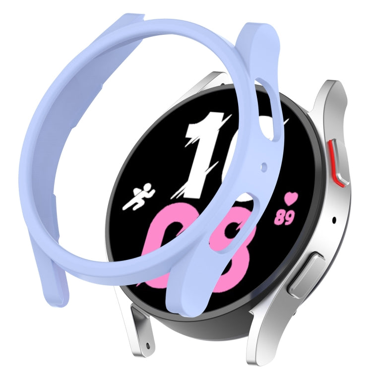 Light blue half-coverage protective watch case with raised bezel and side bumper