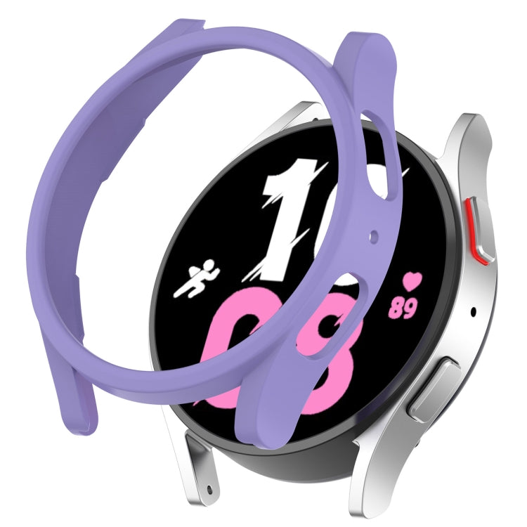 Purple half-coverage protective watch case with raised bezel and side bumper