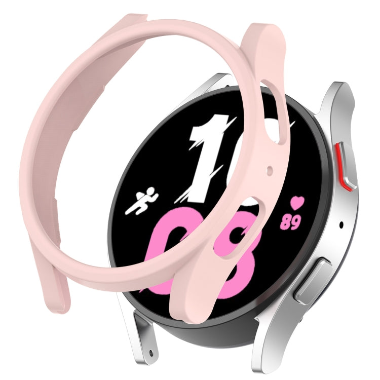 Pink half-coverage protective watch case with raised bezel and side bumper