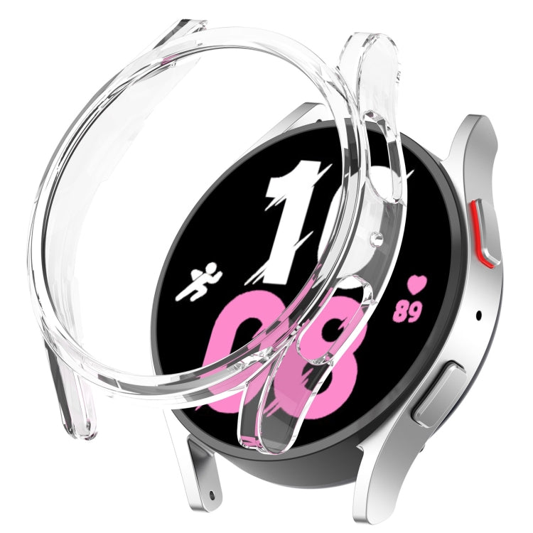 Clear half-coverage protective smartwatch case with transparent front cover and raised bezel