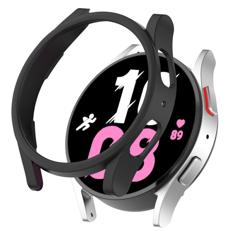 Black half-coverage protective smartwatch case with opaque frame and transparent front cover
