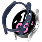 Dark blue hollowed bumper watch case, open front with protective side arms