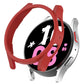 Red hollowed protective watch frame with open front cutouts and side guards