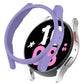Purple hollowed protective watch frame with open front cutouts and side guards