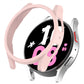 Pink hollowed bumper watch case, open front with protective side arms