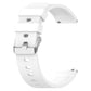 White silicone watch band with metal clasp and pin, showing adjustment holes along the strap.