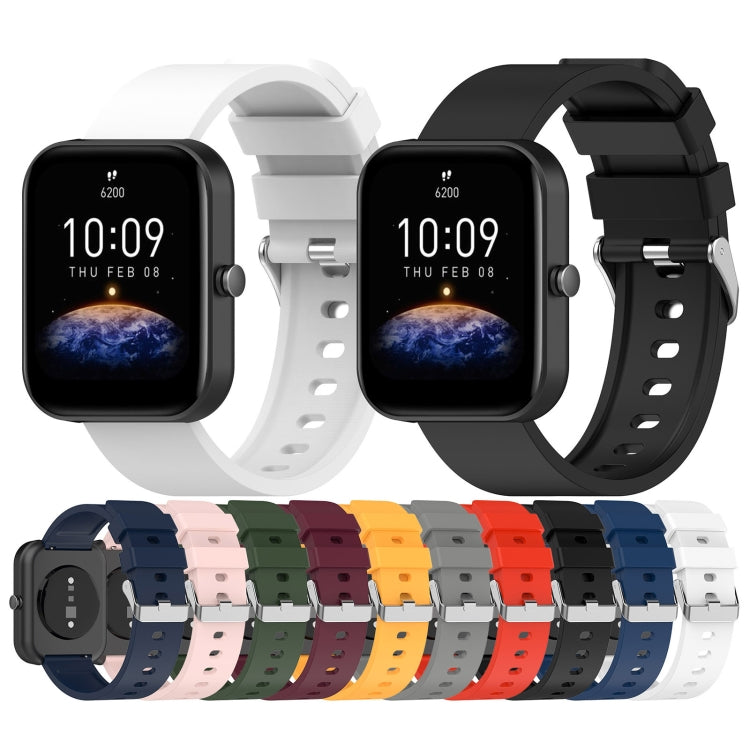 Silicone watch band in assorted colors, with metal buckles and perforated holes