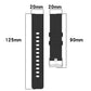 Silicone watch band size diagram: 20mm width, 125mm length, 90mm strap side