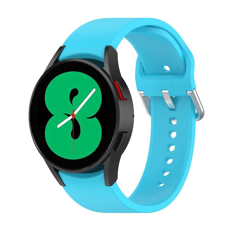 Silicone watch band with round buckle, sky blue strap with metal clasp and pin holes