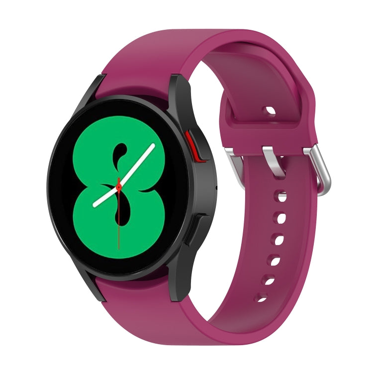Silicone watch band with round buckle, burgundy/purple strap and metal clasp for smartwatch