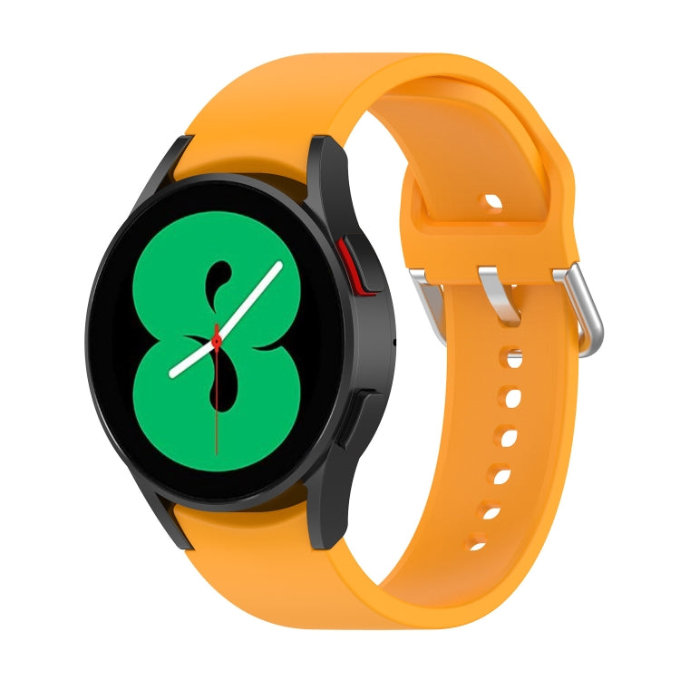 Silicone watch band with round buckle, yellow strap with metal clasp and pin holes
