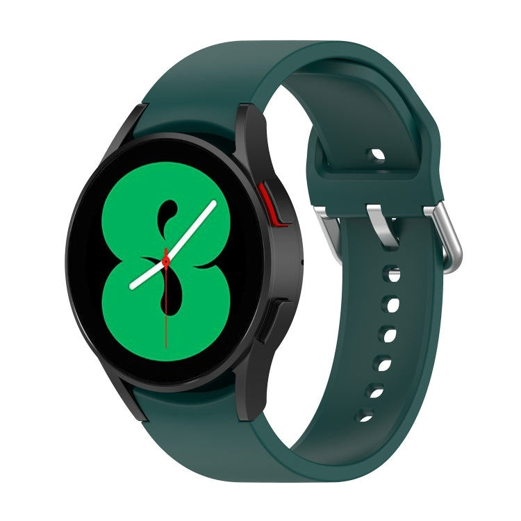 Silicone watch band with round buckle, dark green strap and metal clasp for smartwatch