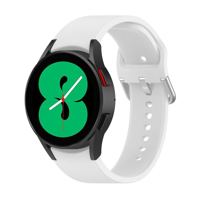 Silicone watch band with round buckle, white strap and metal clasp for smartwatch