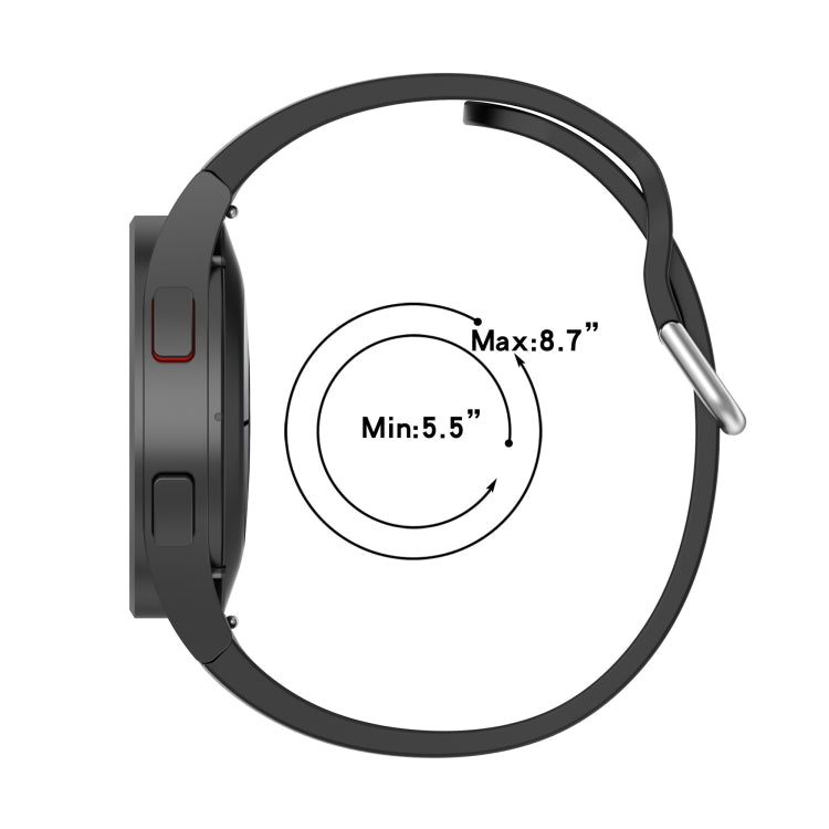 Silicone watch band with round buckle, dark gray/black strap with metal clasp