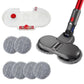 Electric vacuum mop cleaning head set with grey housing, water tank cover and microfiber pads