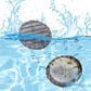Microfiber mop pads absorbing water, shown with water splash and debris