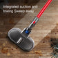 Electric mop cleaning head with rotating disc pad, red handle and grey housing