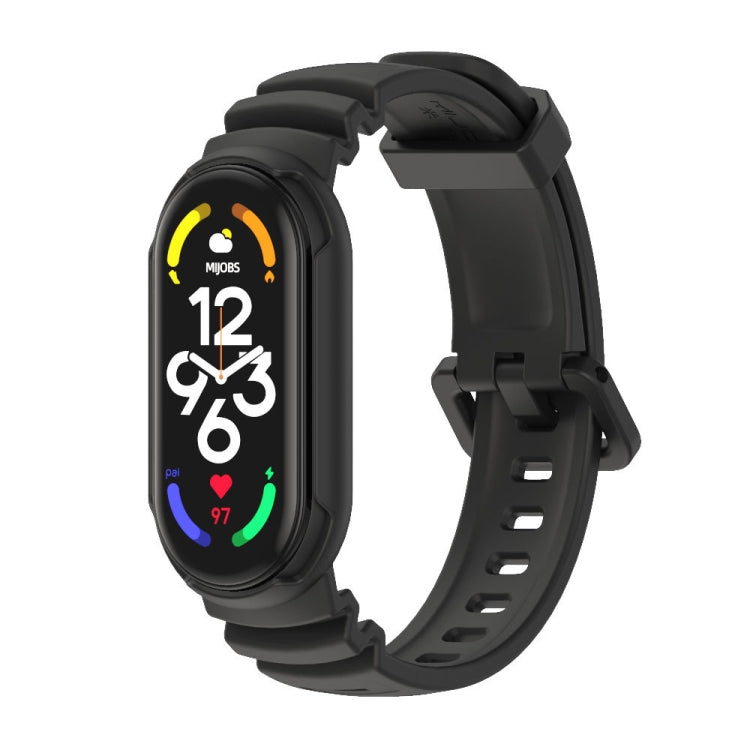 Two-color unibody watch band with black silicone strap and matching clasp, for Mi Band 7