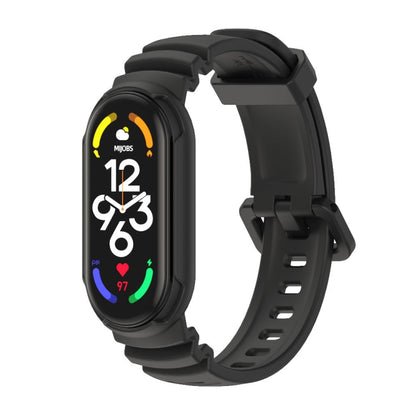 Two-color unibody watch band with black silicone strap and matching clasp, for Mi Band 7