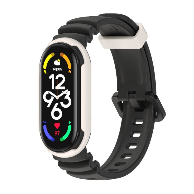 Two-color unibody watch band with white and dark gray silicone strap, for Mi Band 7