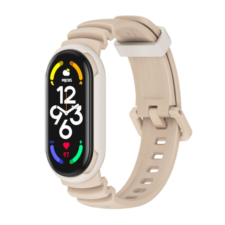 Two-color watch band with light beige strap and beige clasp for fitness tracker