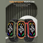 Set of two-color watch bands: black/orange, black/red, and dark/green straps