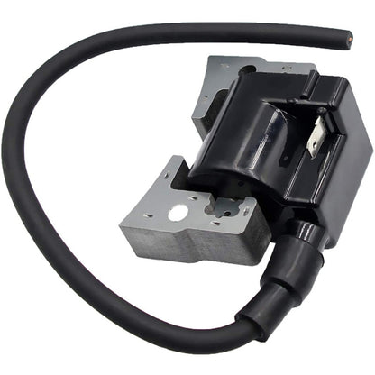 Ignition coil with black wire lead and metal mounting bracket