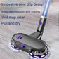 Electric vacuum mop cleaning head with rotating grey pads, purple suction rings, grey body