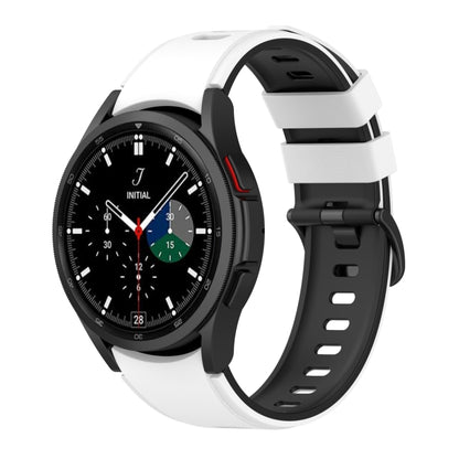 Two-color silicone watch strap with white and black perforated links, for smartwatch.