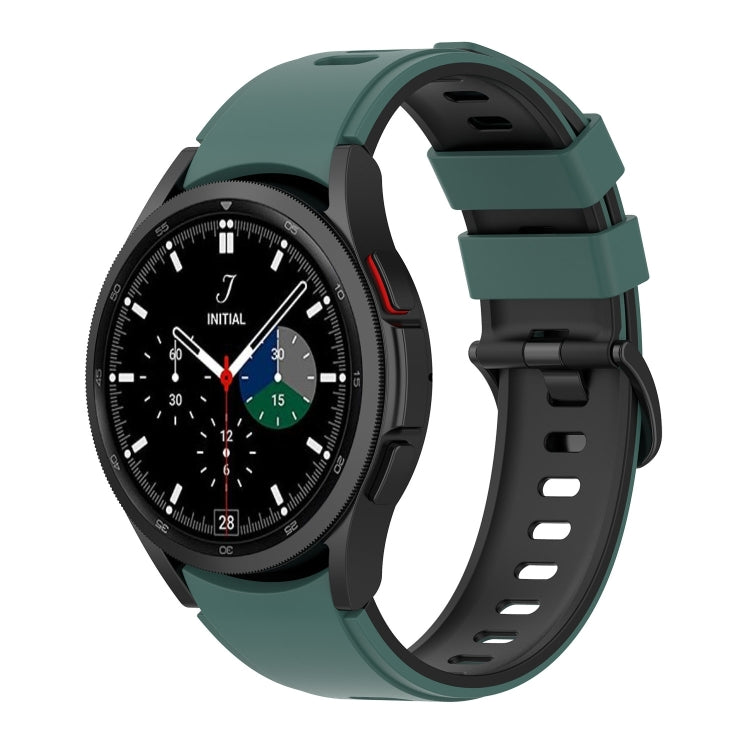 Two-tone silicone watch band with dark green and black straps, adjustable buckle
