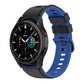 Two-tone silicone watch band with black and blue straps, adjustable buckle
