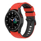 Two-color silicone watch strap with red and black perforated links, for smartwatch.