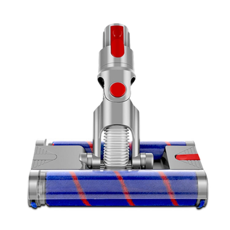 Electric double roller floor brush head with blue brush rollers and red button accents