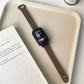 Double-riveted leather watch band, dark brown, for Mi Band 7 Pro.