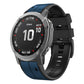 Two-color silicone watch band with vertical stripes, dark blue and black.