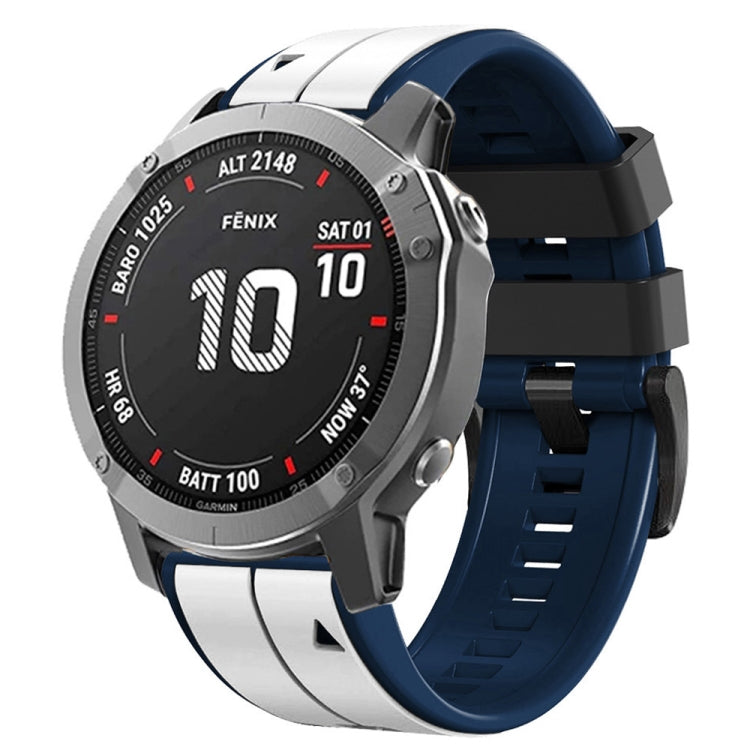 Two-color vertical stripe silicone watch band, dark blue with white vertical stripe