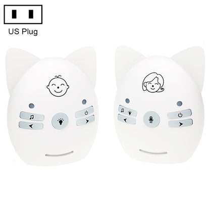 White cat-shaped wireless baby monitor with night light, US plug.