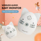 White cat-shaped wireless baby monitor with baby-face icon and front control buttons