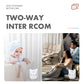 Two white cat-shaped wireless baby monitors with front control buttons for intercom and music