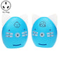 Blue cat-shaped wireless baby monitor with speaker, microphone, and music buttons