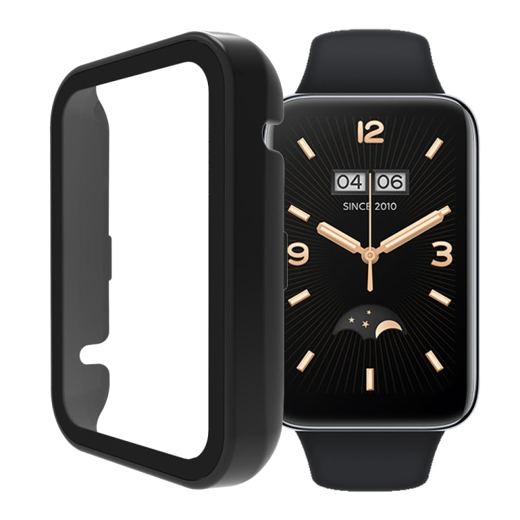 Tempered glass watch case with black bezel and clear screen cover for fitness band